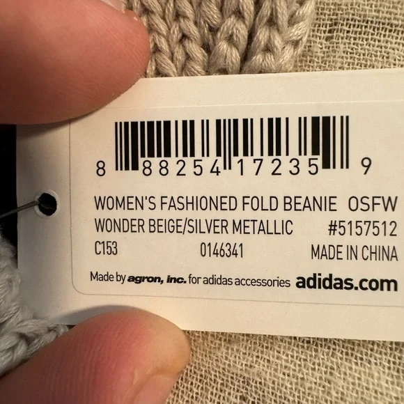 Adidas Recycled Beige Fashion Fold Beanie. Unisex. OSFM. NWT - Picture 3 of 3